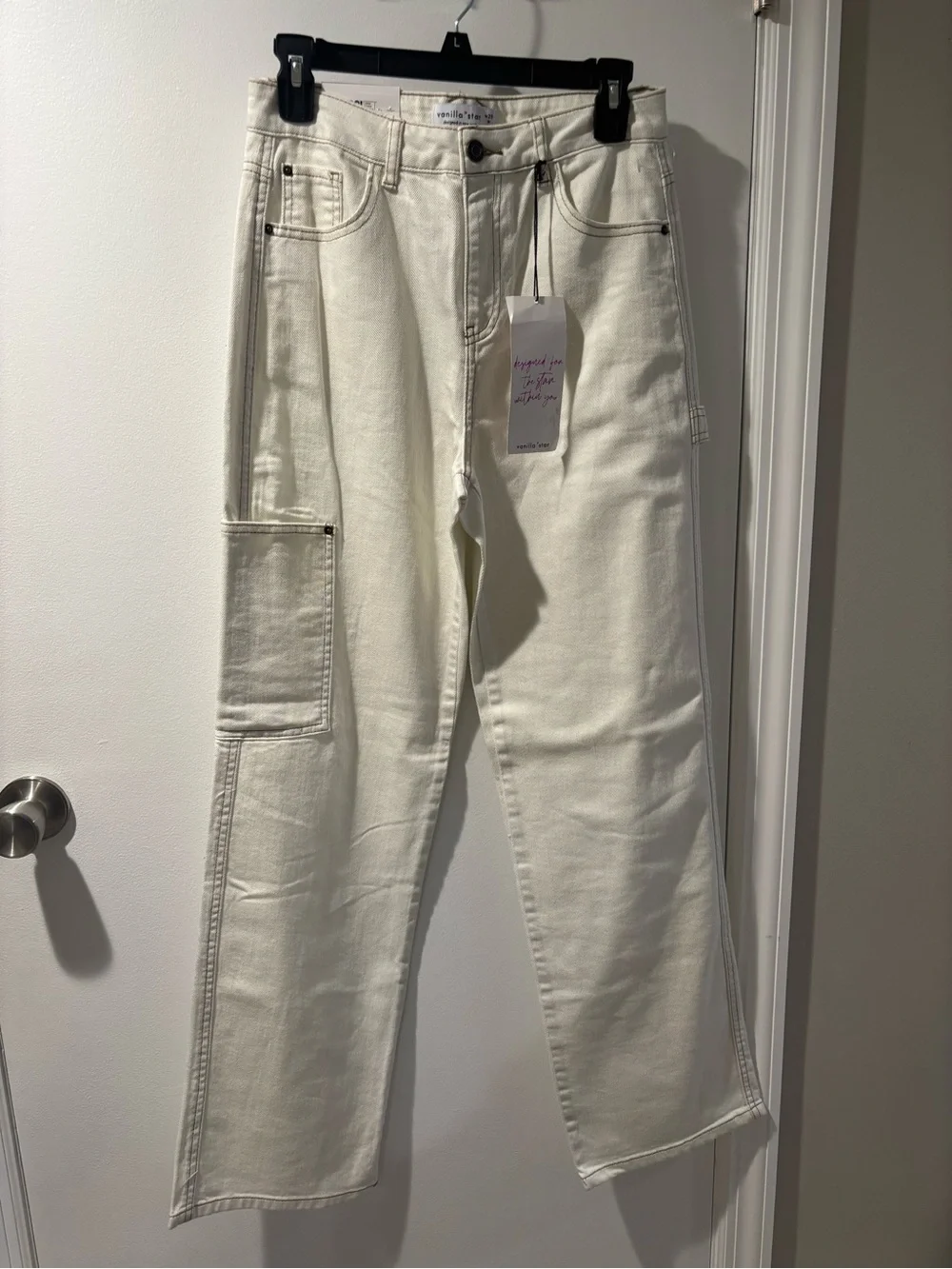 NWT Women’s Cream Carpenter Cargo lightweight Jeans